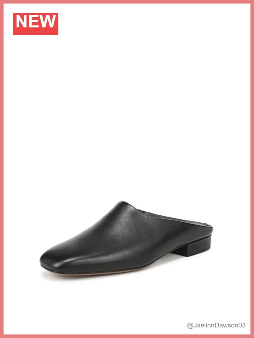 Leather Slip-On Mule Flats Low Heel Round Toe Women's Shoes